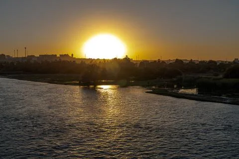 Nile River Sunset in Aswan Egypt Stock Photos