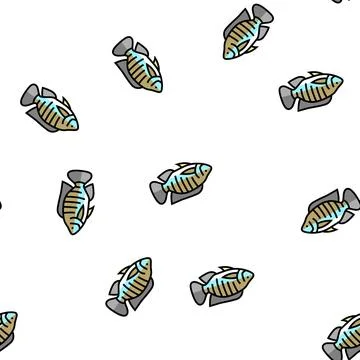 Nile tilapia vector seamless pattern Stock Illustration