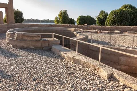 Nilometer at the Temple of Kom Ombo, used to measure the water level of the N Stock Photos