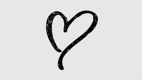 Nimated hand drawn black heart icon with sketchy marker Stock Footage 335653319