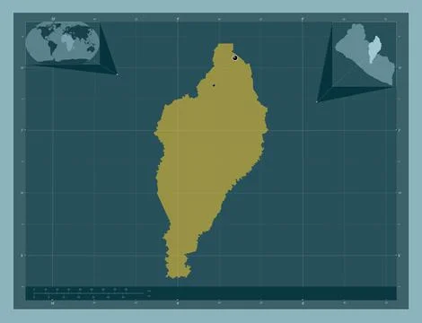 Nimba, Liberia. Solid color shape. Locations of major cities of the region 스톡 일러스트