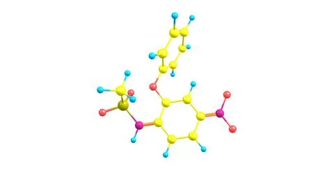 Nimesulide molecular structure isolated on white Stock Illustration