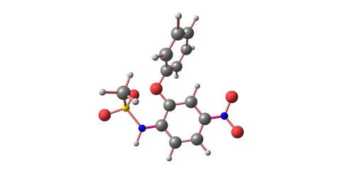 Nimesulide molecular structure isolated on white Stock Illustration