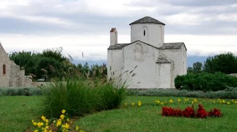 Nin in Croatia, the small cathedral Stock Footage 52117193