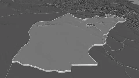 Ninawa, Iraq. Bilevel elevation map with surface waters Illustrazione stock