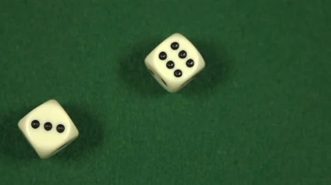 Nine (3,6) rolled with two dice - slow motion Stock-Footage 44106889