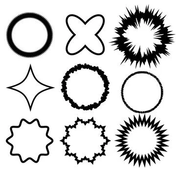 Nine abstract geometric shapes with emphasizing forms themselves Stock Illustration