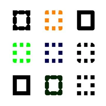 Nine abstract square icons set, geometric frame symbols collection, colorfu.. 스톡 일러스트