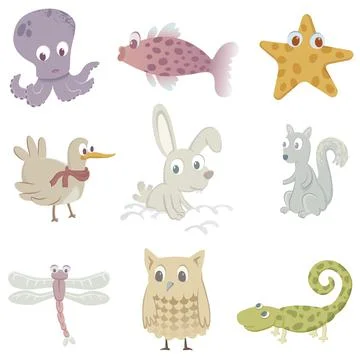 Nine Animals Stock Illustration