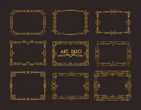 Nine art deco frames Stock Illustration