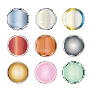Nine buttons in multiple colors vector set - empty circle buttons Stock Illustration