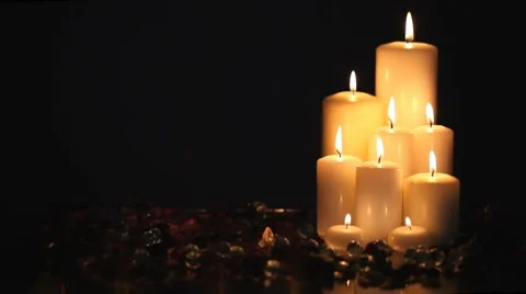 Nine candles in blackness Stock Footage 7749092