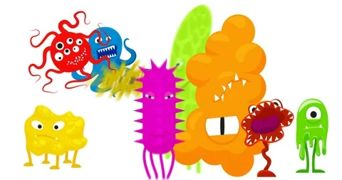 Nine Cartoon Germs Stock Footage 106435616