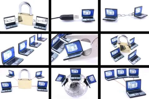 Nine computer images on white background Stock-Fotos