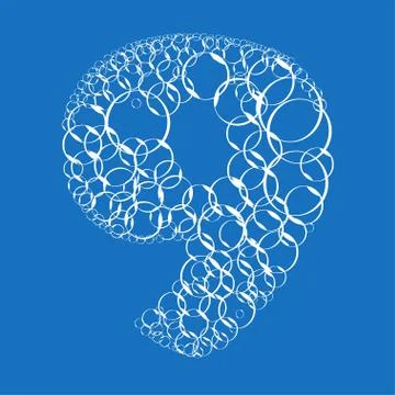 Nine created from bubbles in water. Illustrazione stock