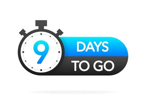 Nine days to go timer banner in flat style on white background. Countdown day イラスト素材