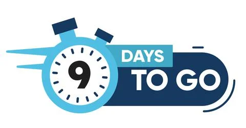 Nine Days Left Icon. 9 Days To Go. Stock Illustration