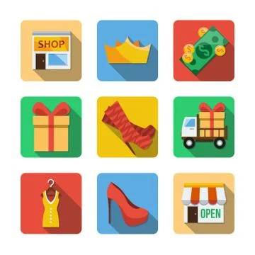 Nine different icons in a flat style イラスト素材