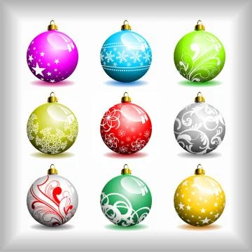 Nine different vector Christmas bubbles. Stock Illustration