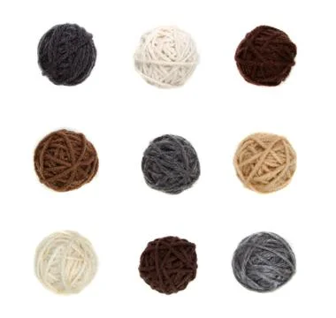 Nine differnt balls of yarn in neutral colors Stock Photos