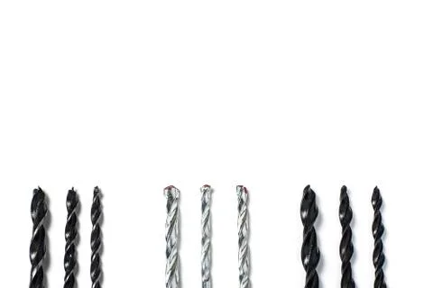 Nine Drill bits for drills isolated on white background 写真素材