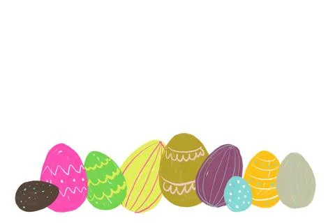 Nine Easter Eggs: Vibrant and Natural Tones Stock Illustration