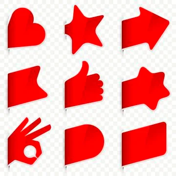Nine geometric page markers in 3D style with shadows. 스톡 일러스트