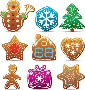 Nine gingerbread cookies Illustrazione stock