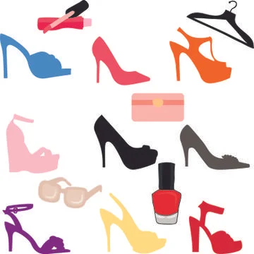 Nine high heels set Stock Illustration