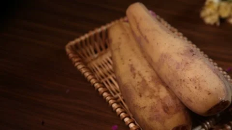 Nine hole lotus root and seven hole lotus root (4) Stock Footage 202258667