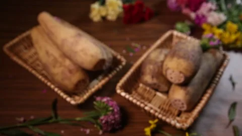 Nine hole lotus root and seven hole lotus root (3) Stock Footage 202258672