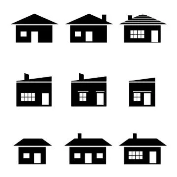 Nine houses set vector - architecture design structure Stock Illustration