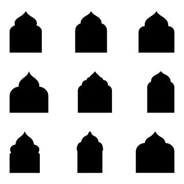 Nine Islamic Architectural Dome Variations Silhouettes, Designs, Styles イラスト素材