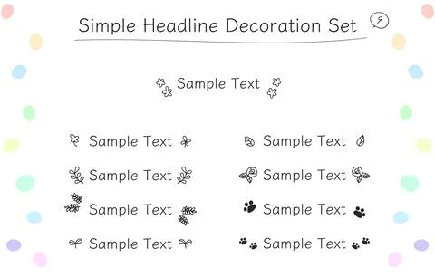 Nine kinds of hand drawn simple headline decoration set illustrations..Mark Stock Illustration