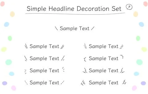 Nine kinds of hand drawn simple headline decoration set illustrations..Mark Stock Illustration