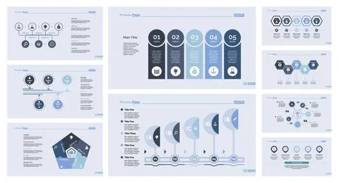 Nine Management Slide Templates Set 스톡 일러스트