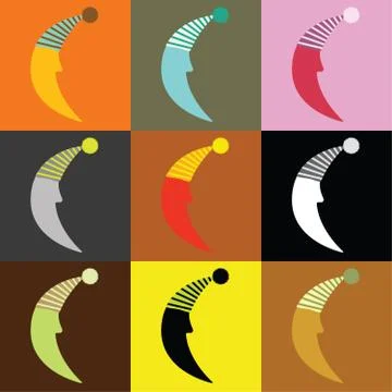 Nine moons in different color Stock Illustration