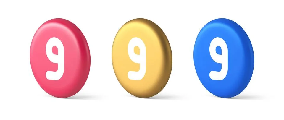 Nine number blue button calculation math financial budget web app 3d realisti Stock Illustration