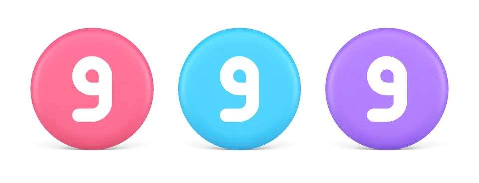 Nine number blue button calculation math financial budget web app 3d realisti Stock Illustration