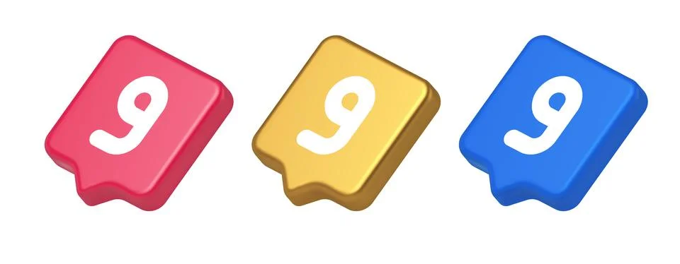 Nine number blue button calculation math financial budget web app 3d realisti Stock Illustration