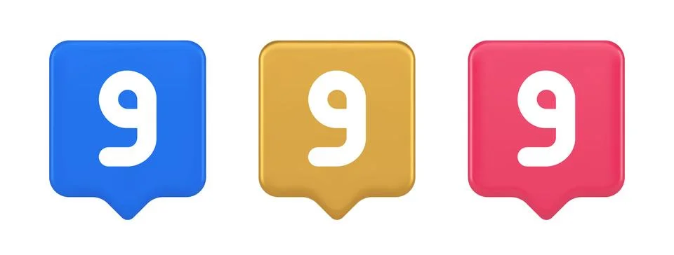 Nine number blue button calculation math financial budget web app 3d realisti Stock Illustration