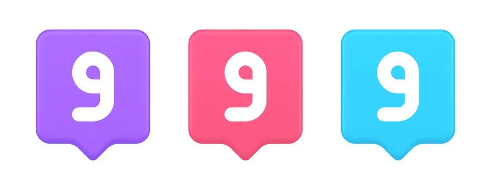 Nine number blue button calculation math financial budget web app 3d realisti Illustrazione stock