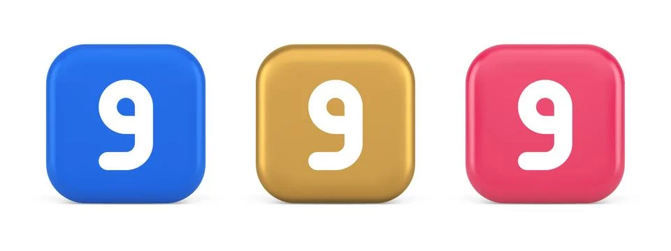 Nine number button calculation math financial budget web app 3d realistic ico Stock Illustration