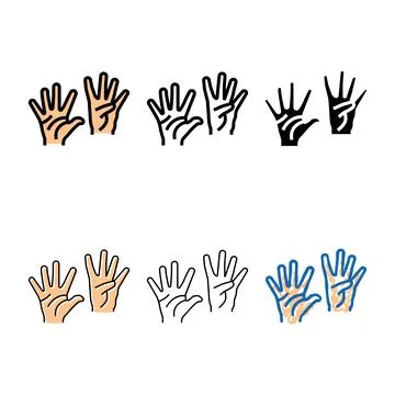 Nine number hand gesture pack color icon vector Stock Illustration