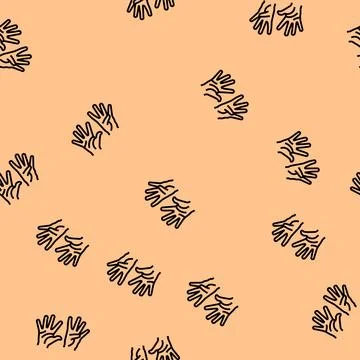 Nine number hand gesture vector seamless pattern Stock Illustration