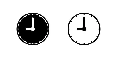 A nine oclock analog clock icon, ideal for representing morning starts, bus.. Stock Illustration