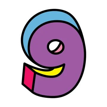 Nine or number 9 vector logo colorful playful design illustration Stock Illustration
