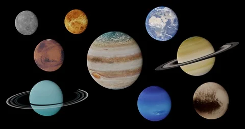 Nine planets of solar system 8k Stock Footage 121791883