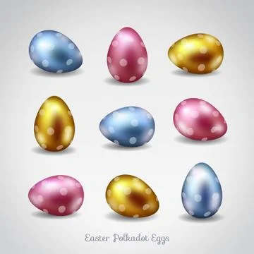 Nine Polka Dot Metallic Easter Eggs Illustrazione stock