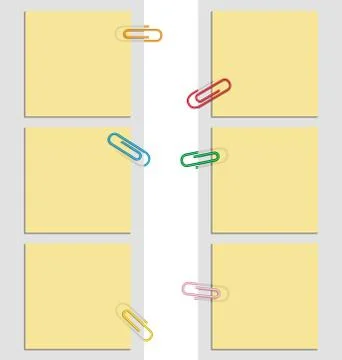 Nine post it notes and clips 스톡 일러스트
